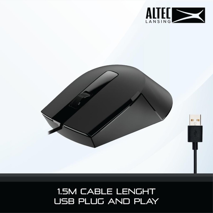 Mouse altec lansing wired usb optical 1000dpi 3d for office gaming laptop pc cpu albm-7104 albm7104