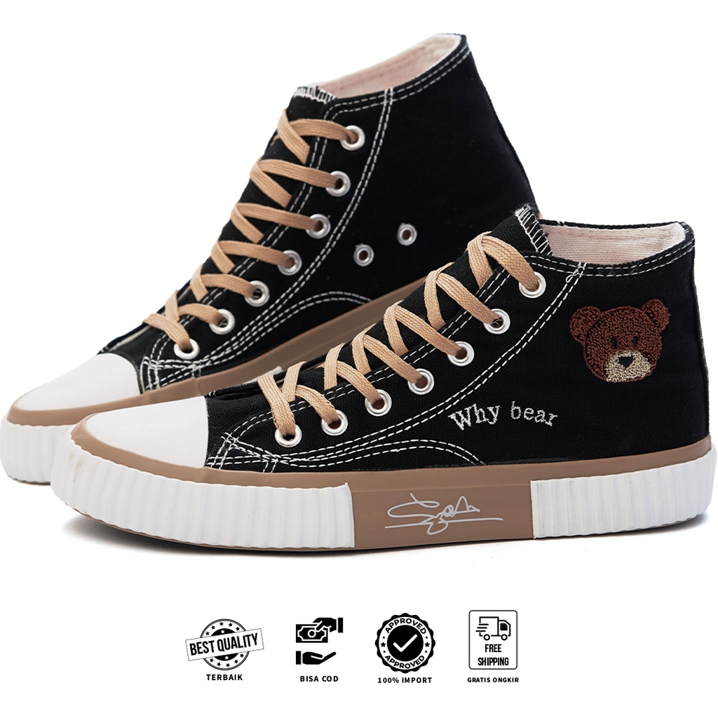FREE KOTAK SEPATU !!! SALE!!! SEPATU WANITA WHY BEAR IMPORT BLACK - 888