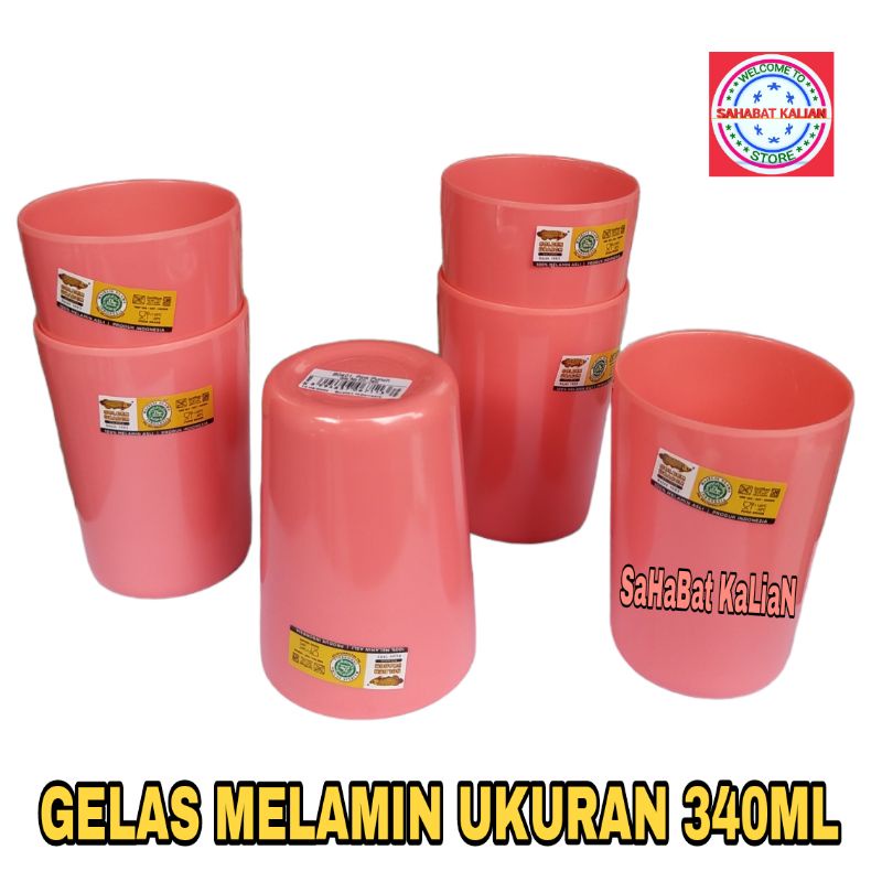 (6 PCS) GELAS MELAMIN RATA GOLDEN DRAGON B0401 PINK PUNCH  340ML