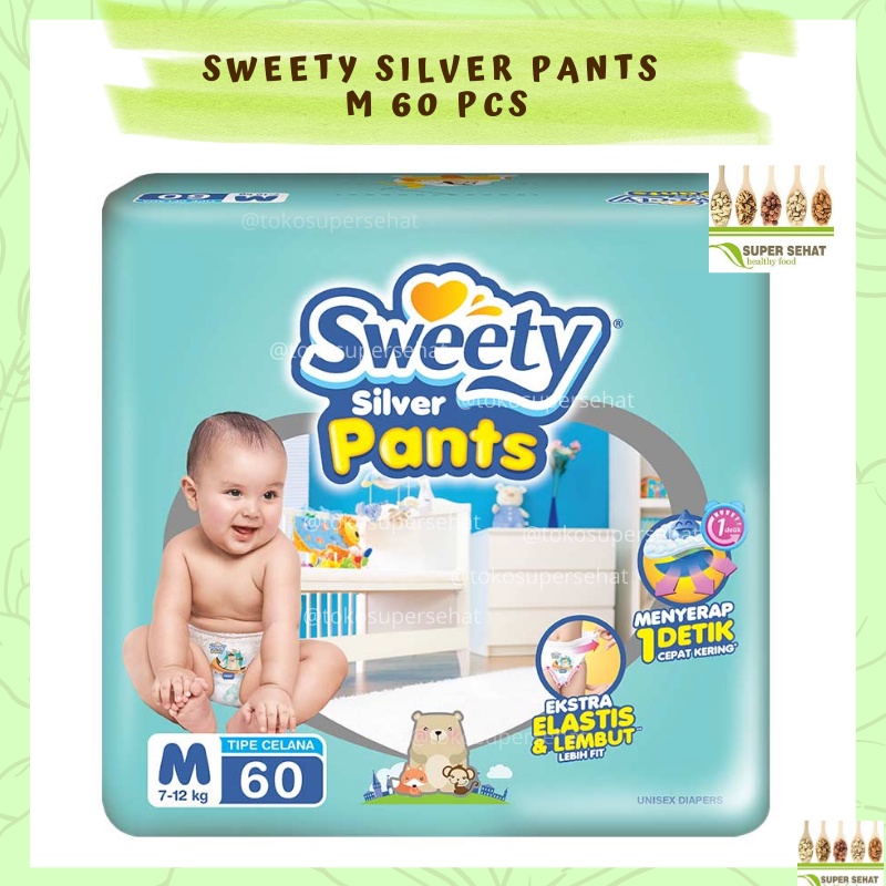 Sweety Pants Silver M 60 Pampers Bayi Sweety Silver Pants M 60 Tokosupersehat