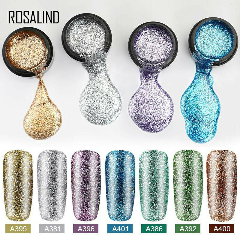 READY STOCK (1 - 20) Rosalind SHINY PLATINUM GEL SERIES Gel Nail Polish UV LED / Kutek / Cat Kuku Murah Bagus