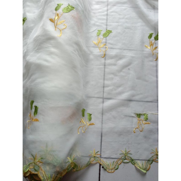 KAIN BAHAN VITRASE MOTIP BUNGA TULIP KAIN METERAN BUKAN GORDEN JADI