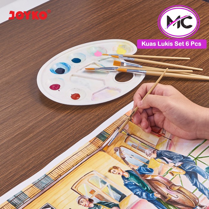 Kuas Lukis Set Joyko 6 Pcs Kuas Cat Air Melukis Mewarnai Paint Brush Murah Kualitas Kuas Lembut