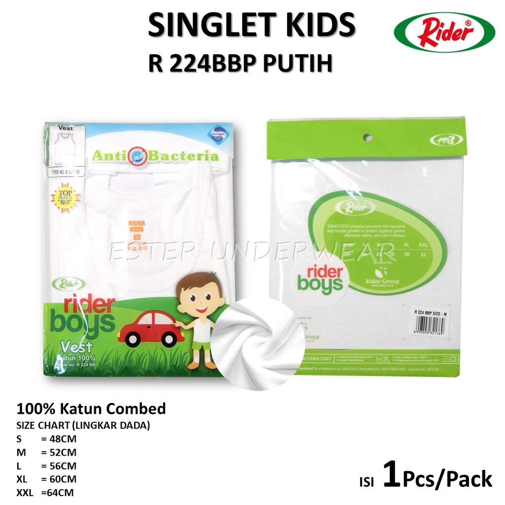 Rder Kaos Singlet Anak Laki-laki R 224 BBP ISI-1 Putih