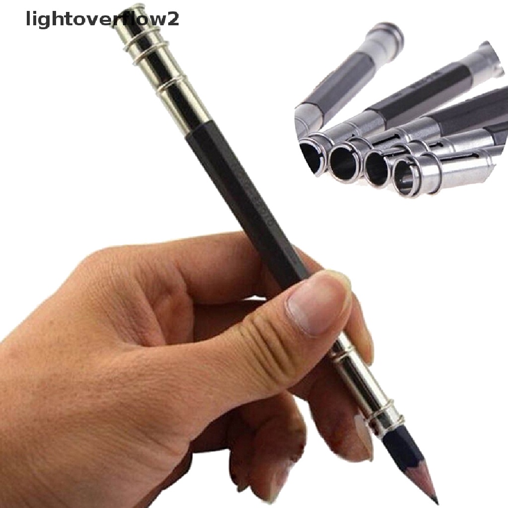 (lightoverflow2) 2pcs / Set Holder Ekstender Pensil / Pulpen / Pen Dua Sisi Untuk Hobi / Sekolah (ID)