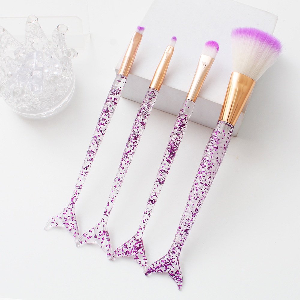 4pcs / Set Brush Eyeshadow / Bedak Tabur Bentuk Ekor Mermaid Untuk Makeup / Kosmetik Wanita