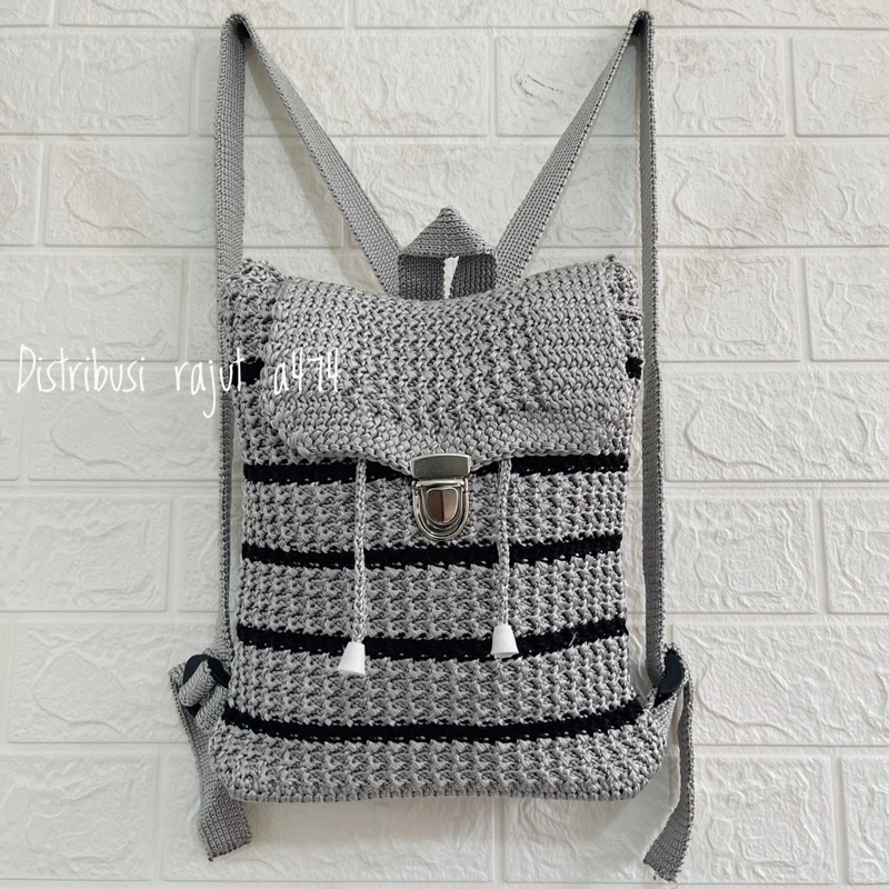 TAS RAJUT RANSEL GARIS MOTIF STRIPPY