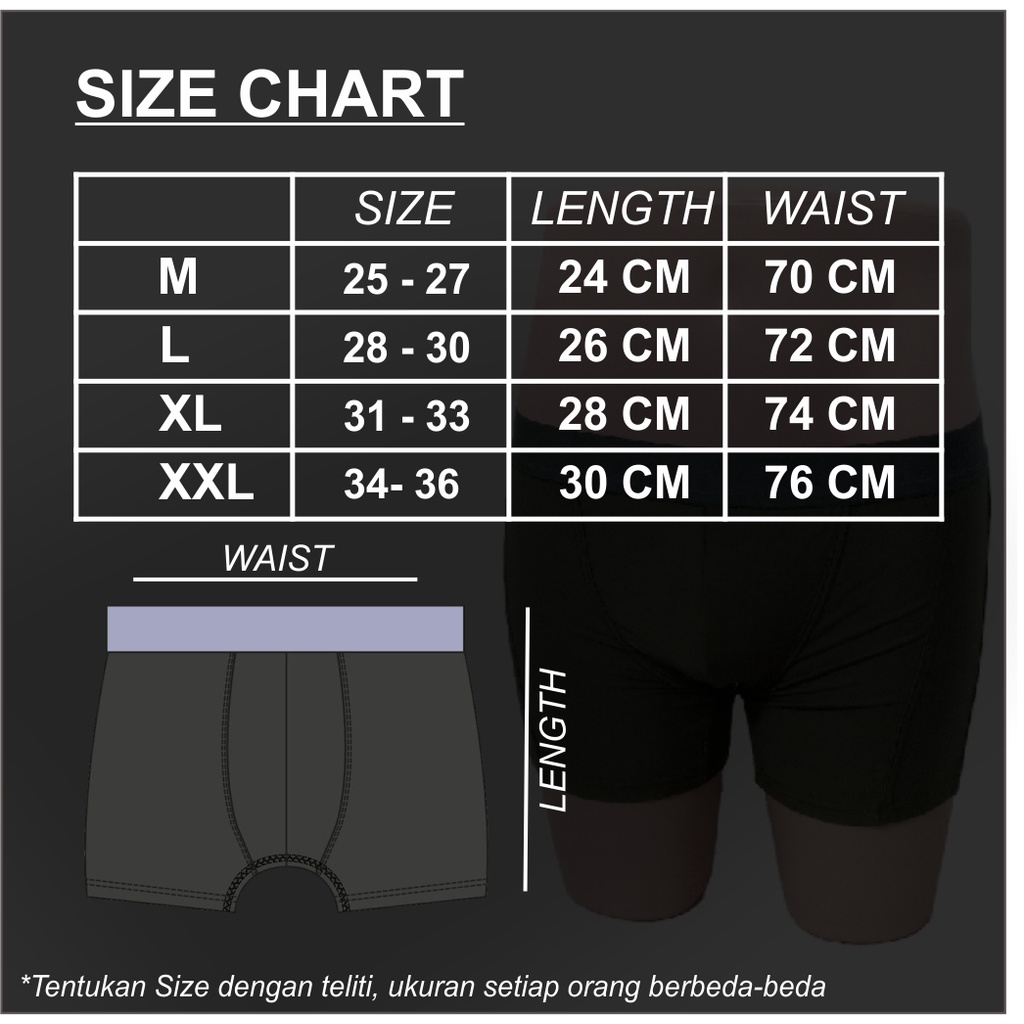 Celana Dalam Pria Boxer Underwear Karet Polos (Isi 5 Pcs)