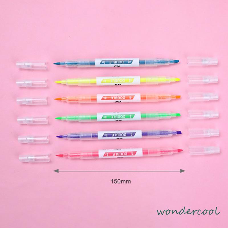 Spidol Berujung Miring Ber warna  Pena Stabilo Kreatif Berujung Ganda  Pena Stabilo Dua Warna Spidol Siswa-Won