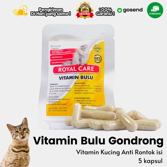 Royal Care Vitamin Bulu Kucing Lebat Mengkilap isi 5 Kapsul