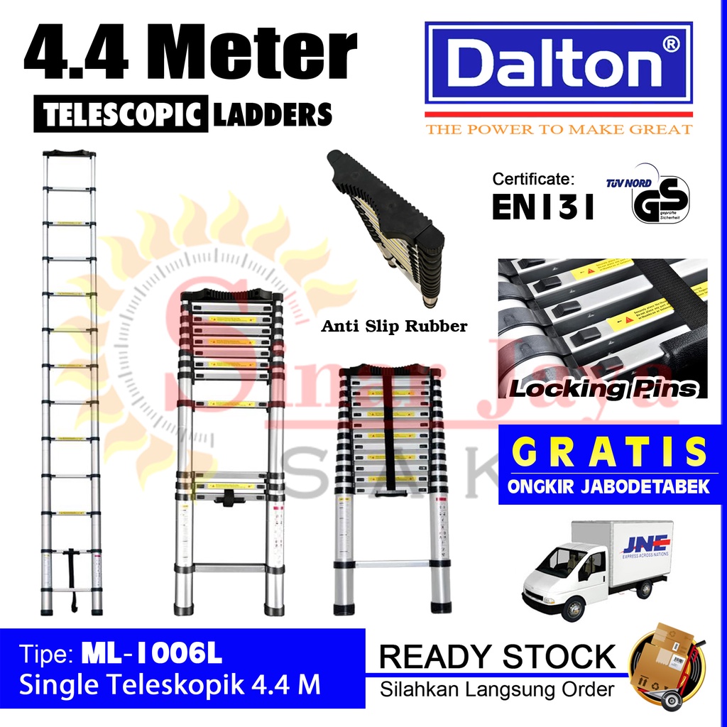 Tangga Lipat Teleskopik 4.4 Meter Alumunium Telescopic Dalton 4,4 M ML-1006L Tangga Teleskopik Telko