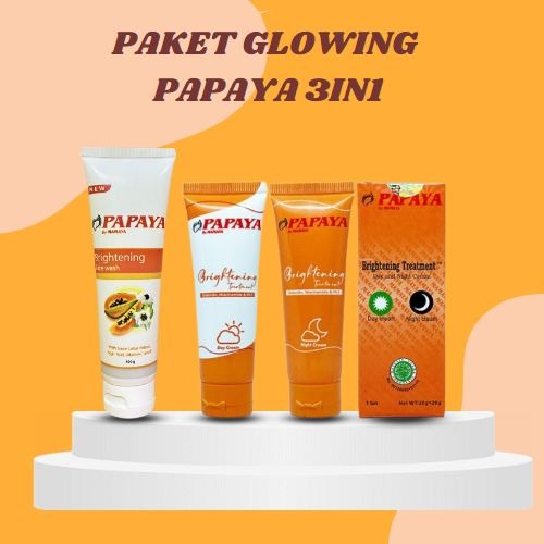 Paket Glowing 5in1  Papaya by Mamaya Gratis Serum Collagen by Ezaneta  | Facial wash brightening Mamaya 100ml | Toner mamaya 100ml | Day Night Cream mamaya Gratis Serum Collagen ezaneta/COD/PROMO PAKET