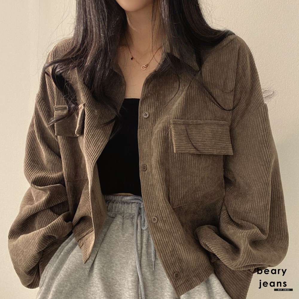 BEARYJEANS Corduroy Outer Korean Style Wanita Oversize Import - BJ041