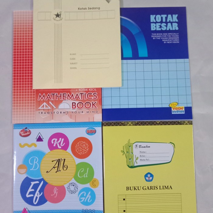 

murah Buku Tulis Kotak Kecil Sedang Besar & Garis Tiga Garis Lima - Kotak Kecil