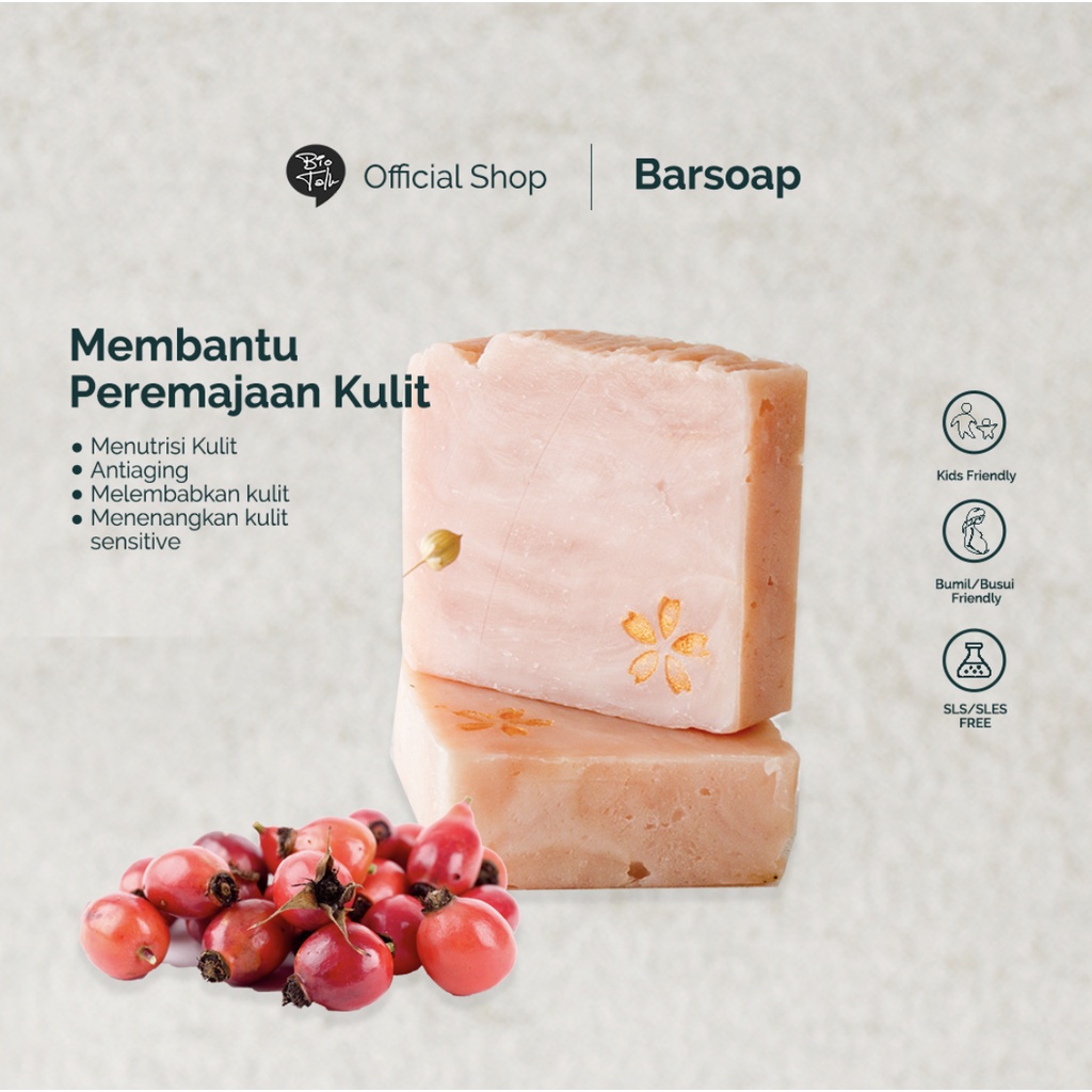 ⭐️ Jendela Kosmetik ⭐️ Biotalk / Bio Talk Sabun Herbal Handmade Soap - Rosehip Argan - Kulit Normal - 120 gr / Sabun Bio talk / Bio Talk Sabun / Sabun Badan / Sabun wajah / Sabun Muka
