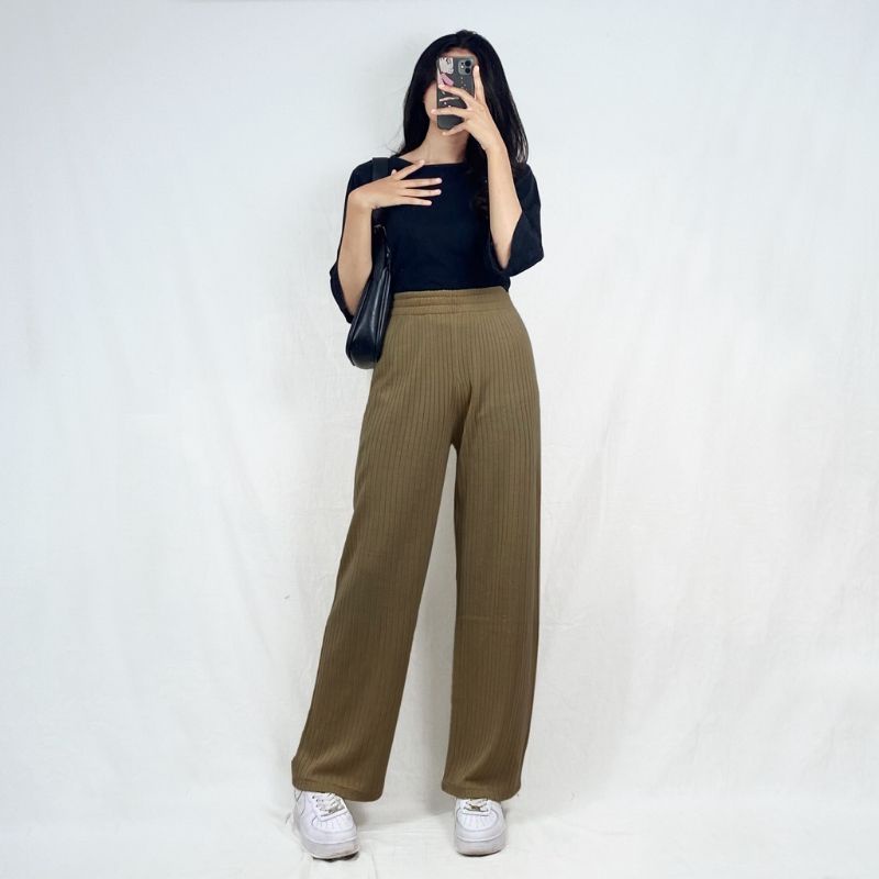 Hornet pants 785 Celana Kulot Knit Wanita Tebal - Celana Kulot Highwaist