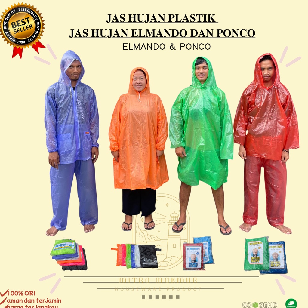 NEW!! JAS HUJAN PLASTIK ELMANDO / PONCO / JAS HUJAN MURAH DEWASA