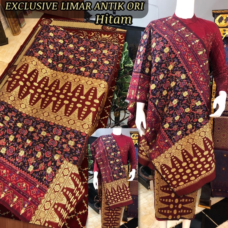 Exclusive Songket Limar Antik ORI hitam / songket tenun asli palembang /ilham songket palembang