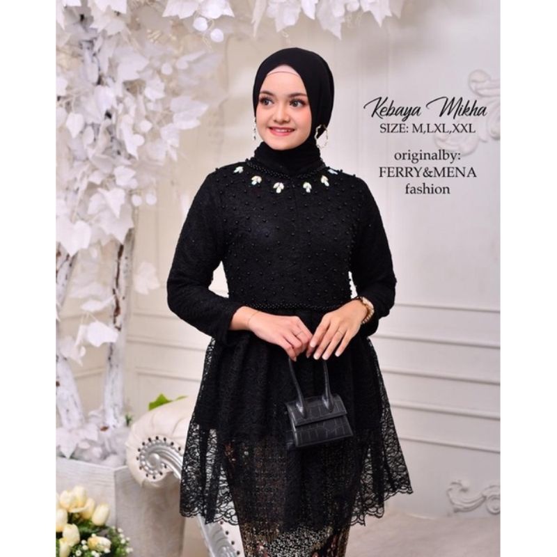 kebaya modern mika payet setelan rok plisket baju wisuda tunangan model terbaru- kebaya Pesta- kebay