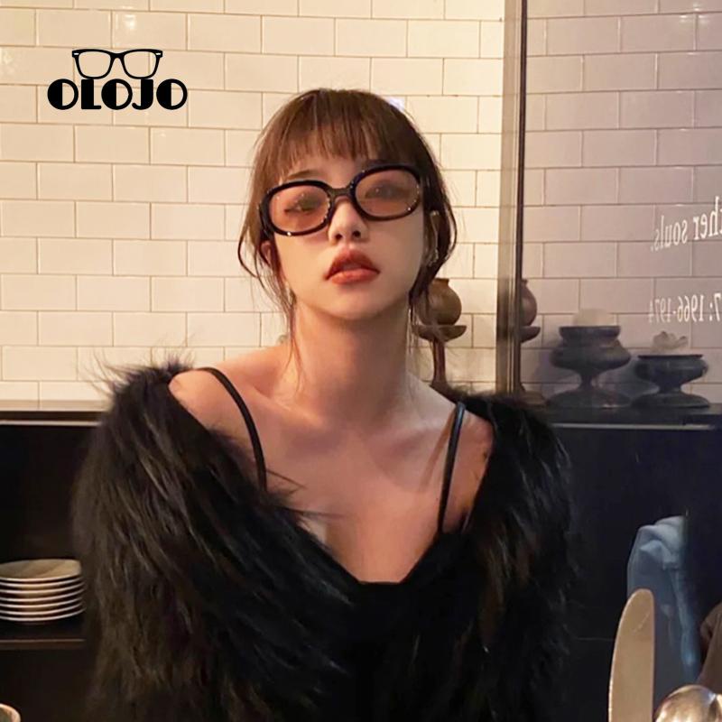 【COD】Kacamata Hitam Bentuk Oval Gaya Vintage Untuk Wanita