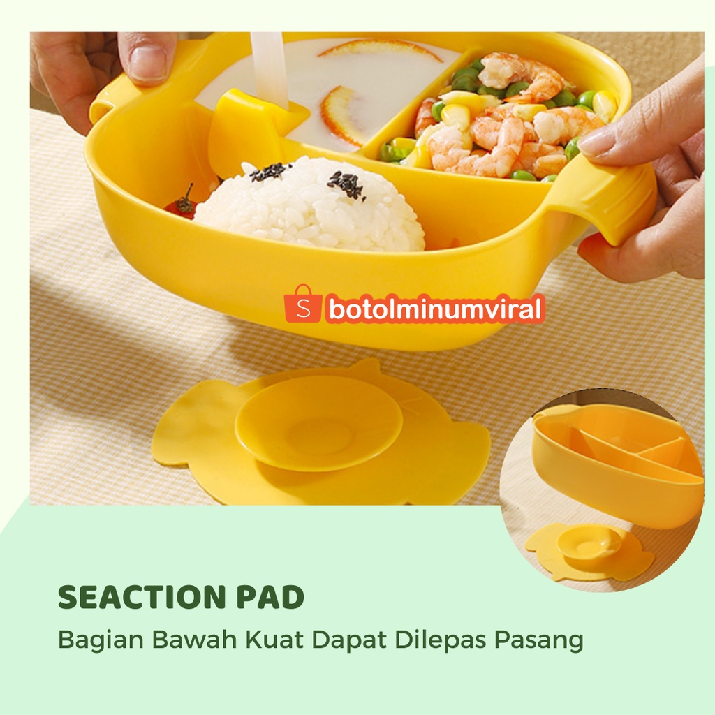 Peralatan Makan Bayi Anak Feeding Set Gift Karakter Free Sendok Garpu Sticker BPA FREE Sekat 3 Premium Import