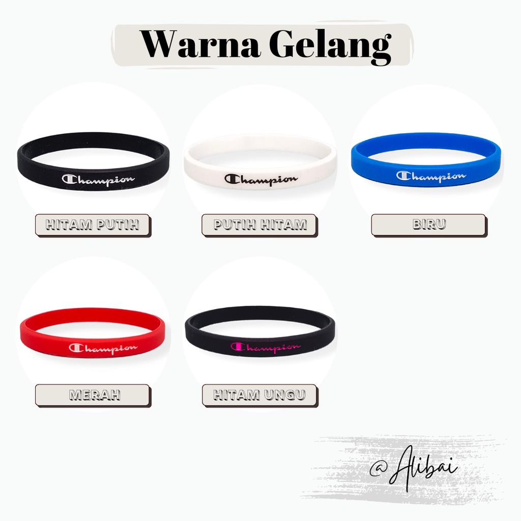 GELANG KARET CHAMPION - BRACELET RUBBER KARET / AKSESORIS GELANG FASHION PRIA WANITA