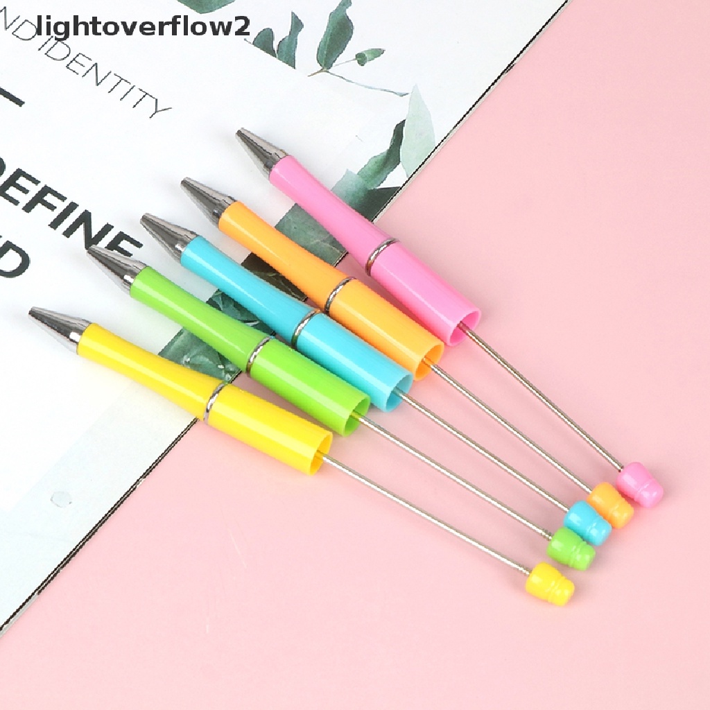 (lightoverflow2) Pulpen Dengan Manik-Manik Bahan Plastik Untuk Sekolah / Kantor