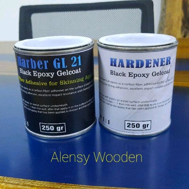 Jual Black Epoxy Gelcoat 500 gr , Perekat super kuat Serat Carbon ke