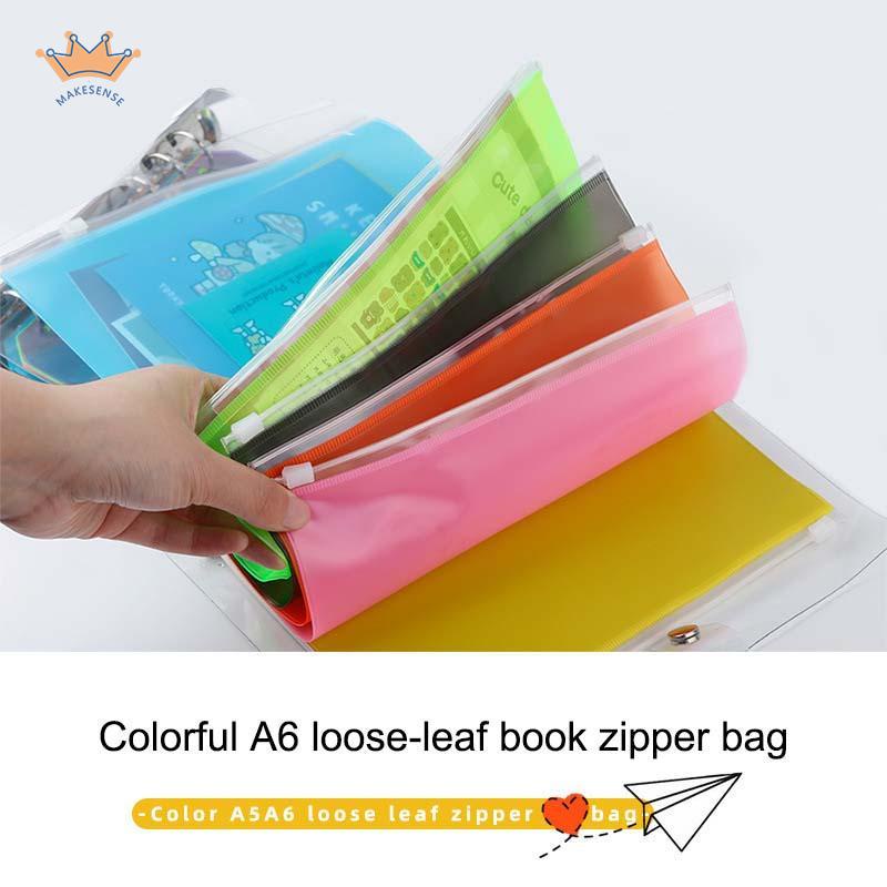 

A6 Frosted PVC Ritsleting Tas Penyimpanan Traveller Notebook Organizer Buku Loose-leaf MK