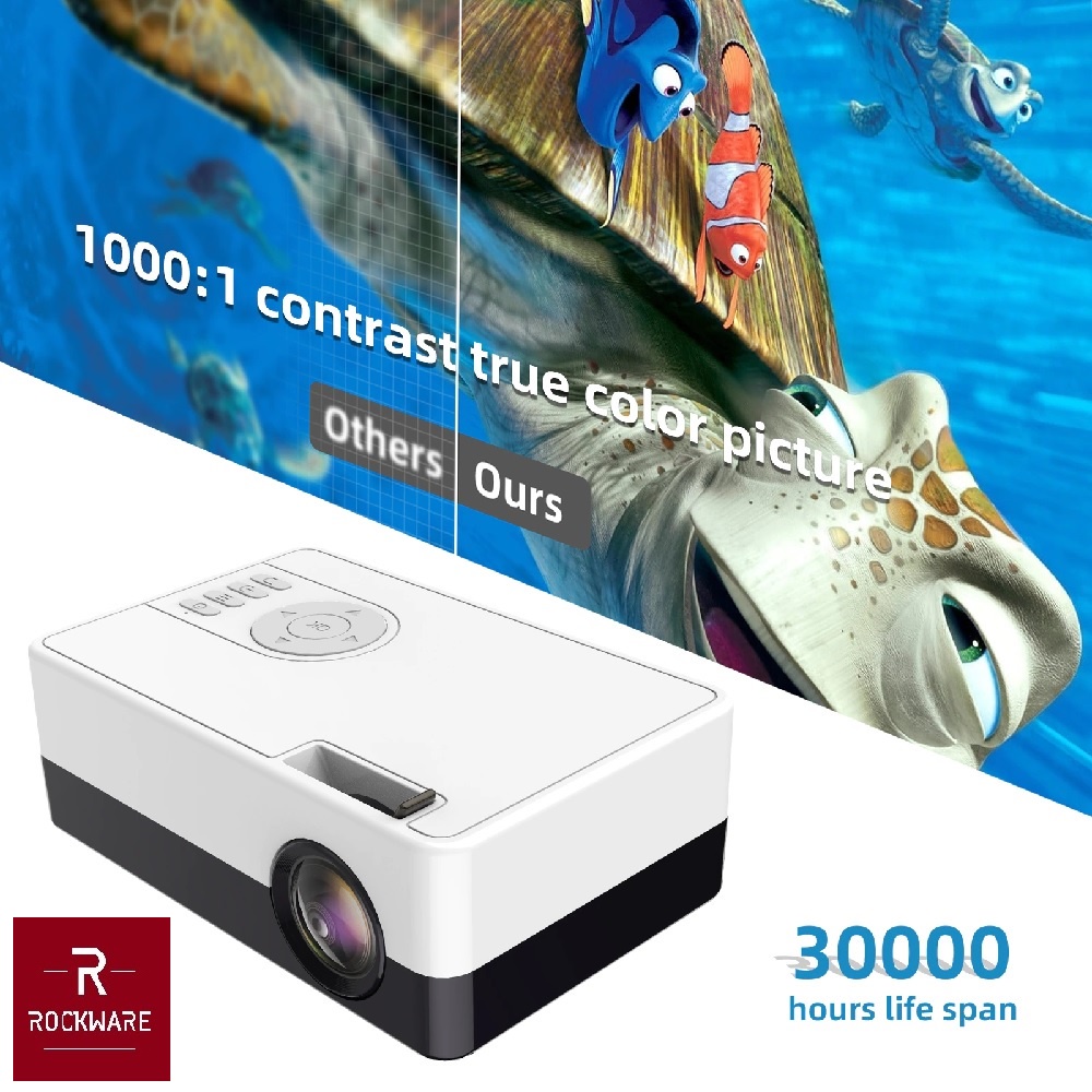 ROCKWARE J15 BASIC Version - Mini Portable Projector 50 ANSI Lumens