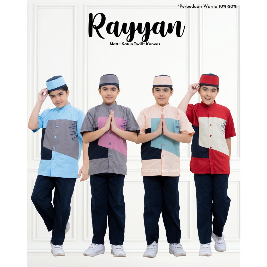 FATTAYA PREMIUM Koko Anak Rayyan - Baju Koko Anak Baju Muslim Anak Laki-laki Setelan Lengan Pendek U