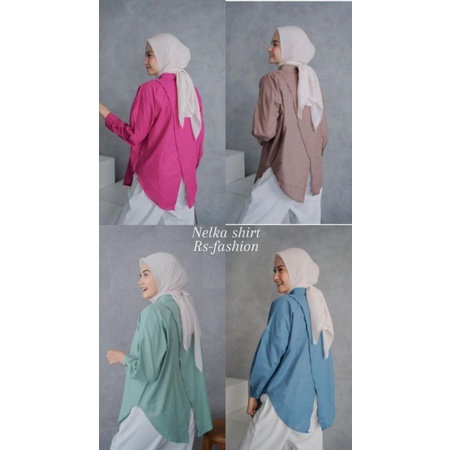kemeja wanita oversize / nelka linen shirt polos