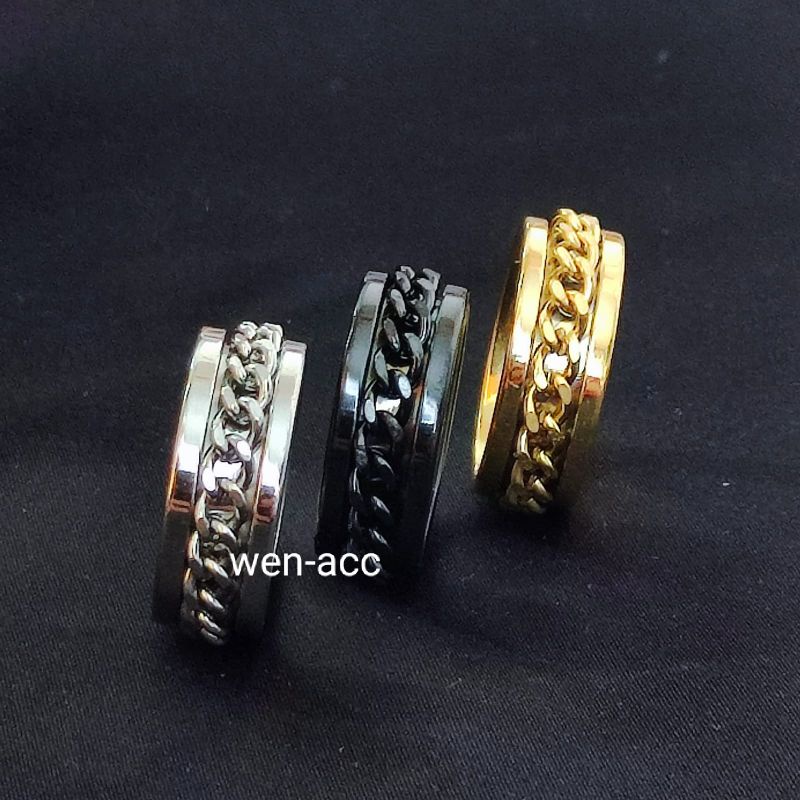 Cincin Rantai Titanium Antikarat Pria dan Wanita Fashion