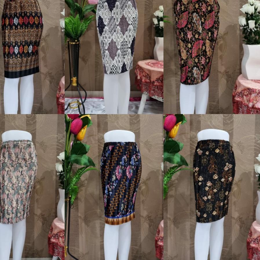 Rame-Rame (COD) Plisket Batik pendek_Rok kebaya batik _ bawahan kebaya _ rok plisket kebaya pendek