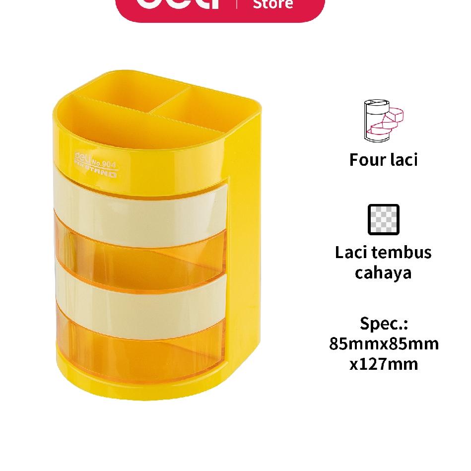 

OJ883 Deli Tempat Ballpen Desk Organizer 4 laci yang dapat di putar Bahan berkualitas tahan lama E904 Tampil Beda dengan