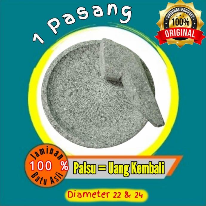 TERBARU Cowet Batu Asli 100% - Cobek Bubut Original 1set Ulek - Tidak Berpasir /PERALATAN MASAK SET/