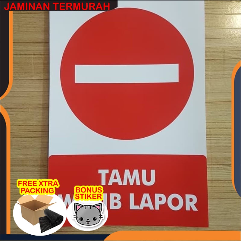 

Murah TAMU WAJIB LAPOR 30x20cm STICKER SIGN RAMBU K3 LARANGAN MASUK STIKER Keren