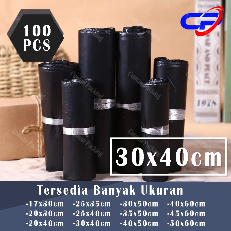 Kantong Plastik Packing Polymailer Olshop Hitam 30X40CM Isi 100pcs Grosir Lentur Anti Sobek