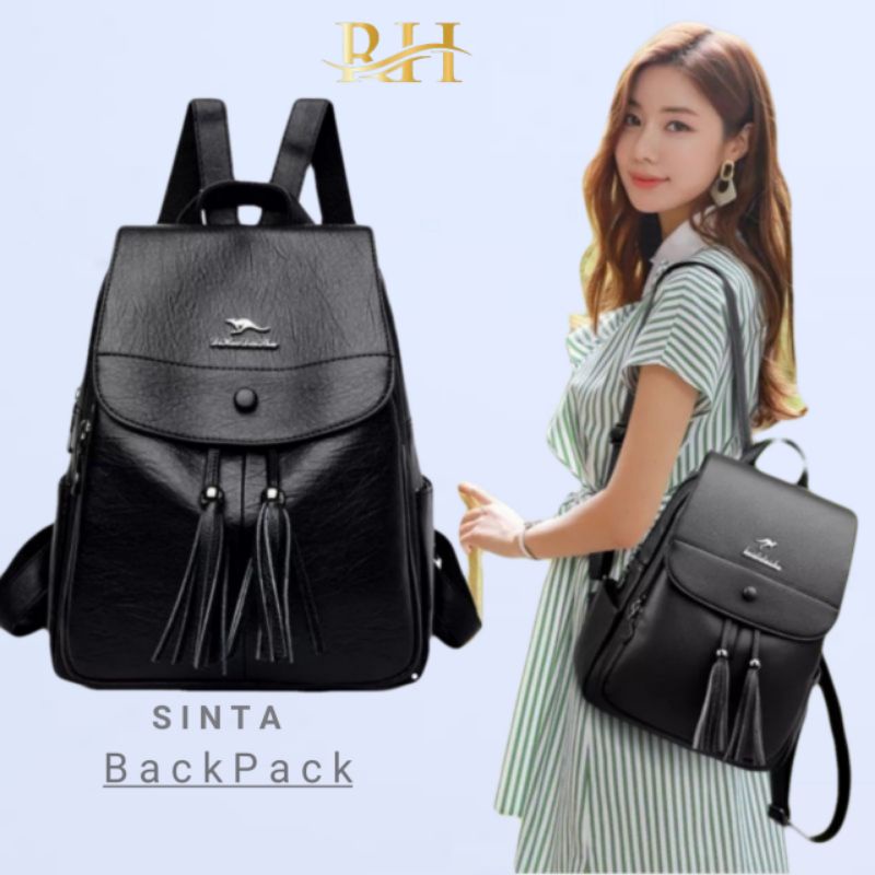 Rhatu.id - SHINTA - Tas Ransel Cewek, Hitam, Abu, Ping