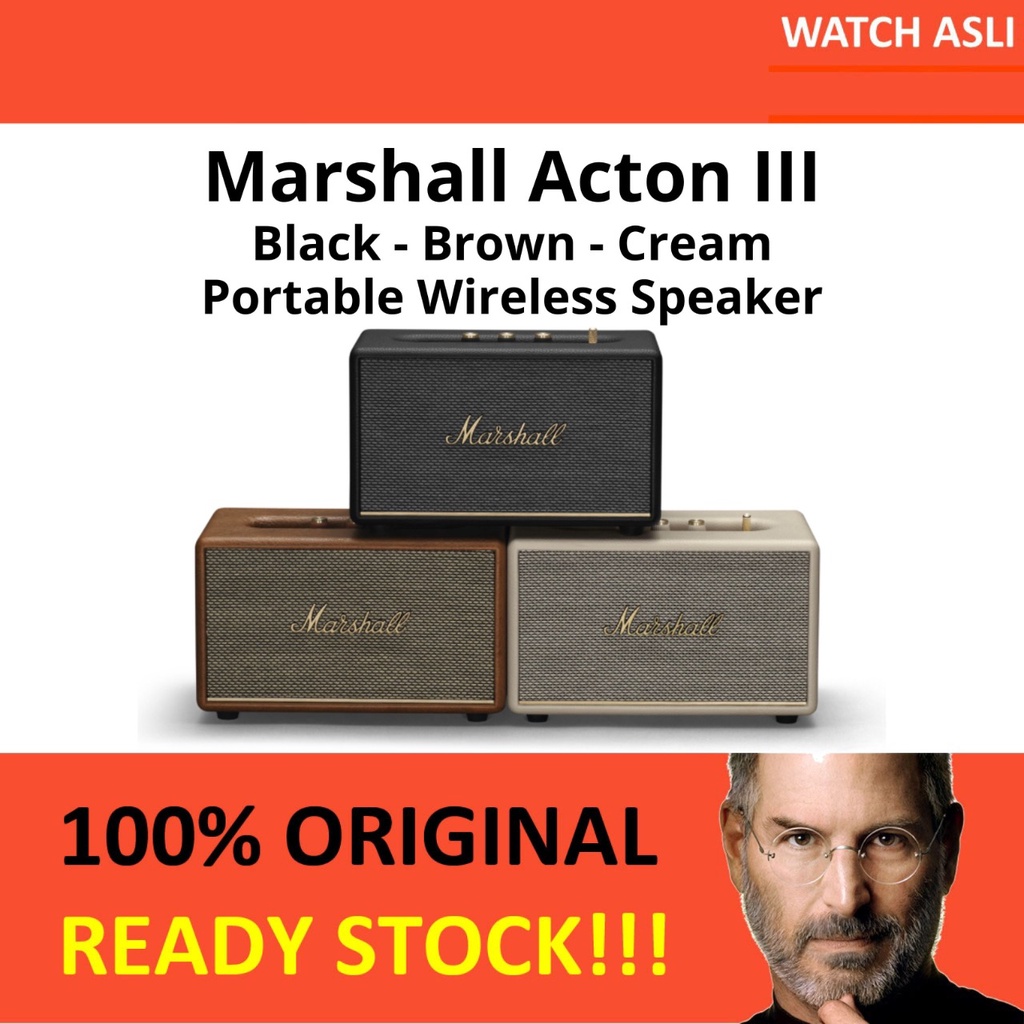 Marshall Acton III 3 Black Cream Brown Wireless Bluetooth Speaker BNIB