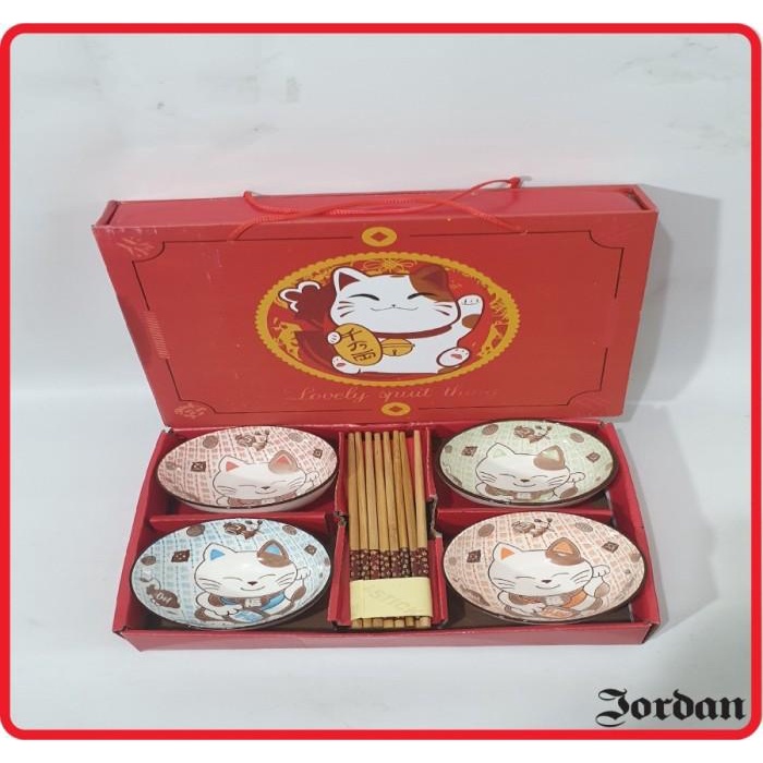 Mangkok Keramik Set Cat Cute Bowl Japanese Set Kucing Lucu