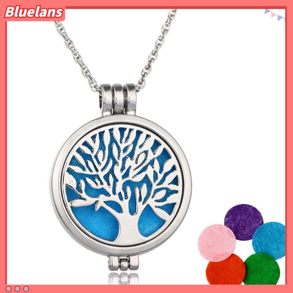 Bluelans Necklace Hollow Aromatherapy Locket Essential Oil Diffuser Alloy Perfume Locket Pendant for Women