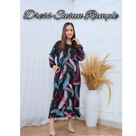 Daster lengan panjang jumbo LD 130 XXXL Busui kekinian dress muslim