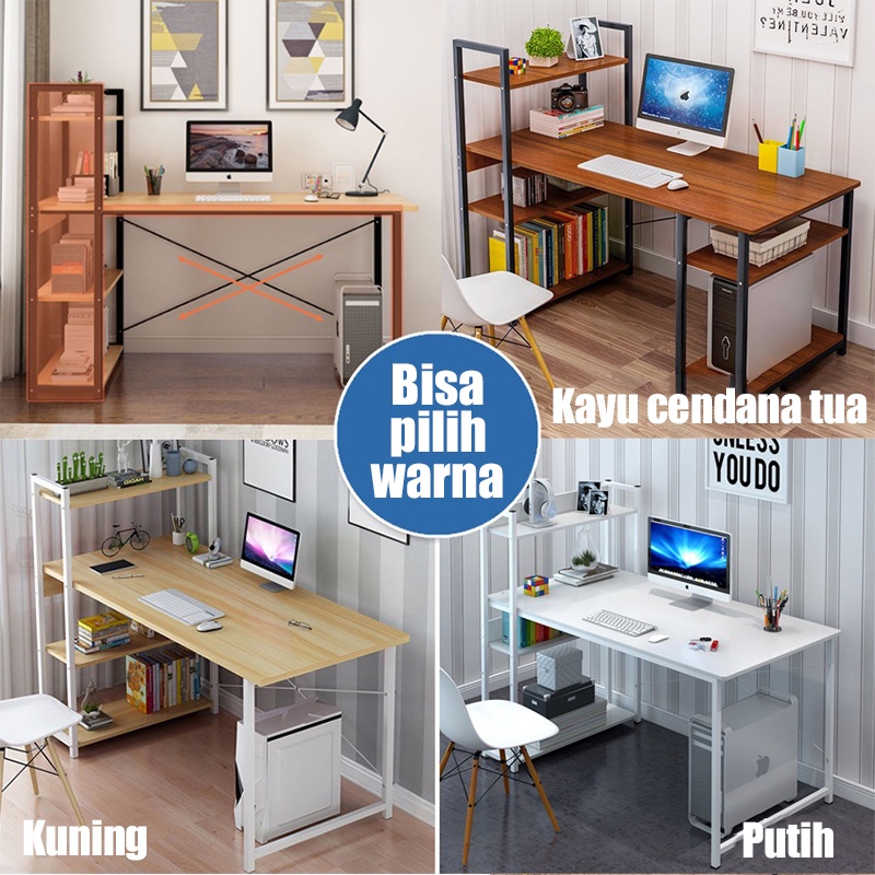 HRAK 120cm Meja kantor/Meja kerja dengan Rak Serbaguna/Meja belajar/Meja komputer/Meja Ruang Belajar/Meja kamar tidur/Meja Modern Minimalis