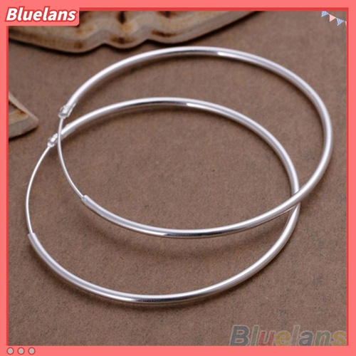 Anting Hoop Bulat Besar Lapis Silver Untuk Wanita