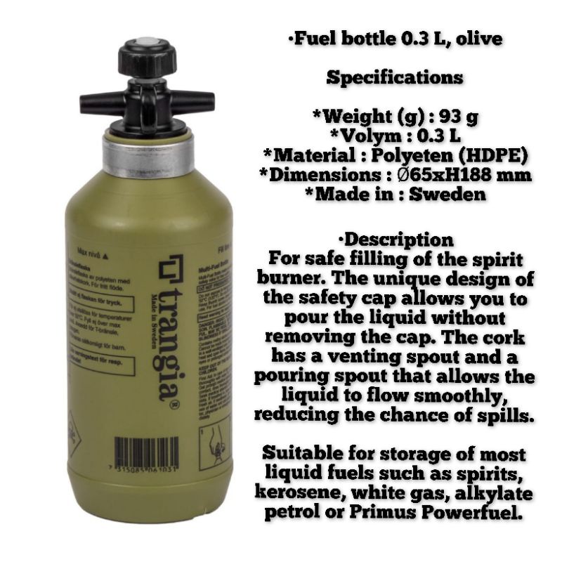 Trangia Fuel Botol 0,3L • 0,5L • 1L Olive