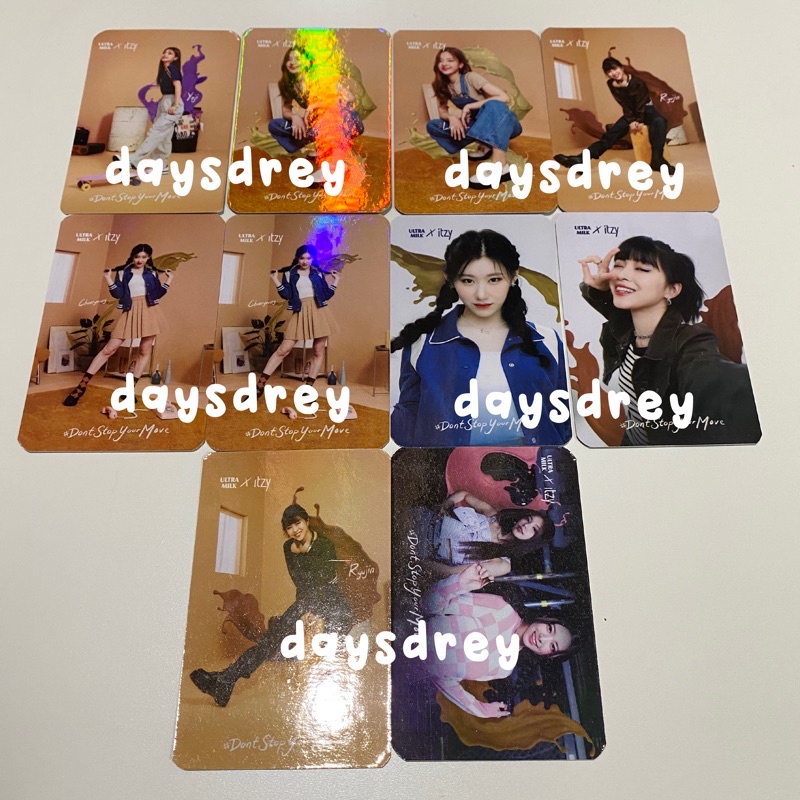 pc photocard itzy ryujin chaeryeong yeji lia yuna selca selfie konsep unit ultra milk ultramilk