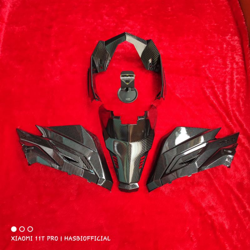 PAKETAN COVER TANK SAMBUNGAN BODY KECIL GARNISH VARIO 125 150 ESP LED LAMA OLD K59 FULL CARBON