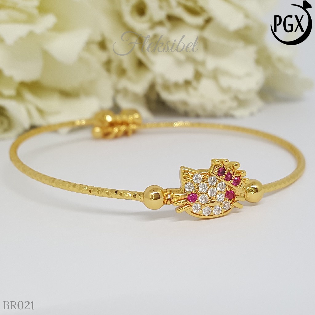 PGX Gelang Bangle Fleksibel Perhiasan Xuping Lapis Emas - BR021