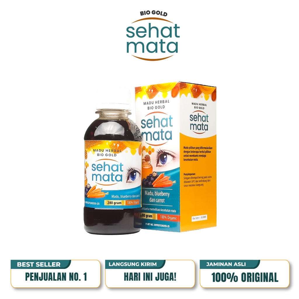 Sehat Mata Bio Gold Madu Dengan Extrak Blueberry Dan Carroy Untuk Kesejatan Mata Isi 280gr